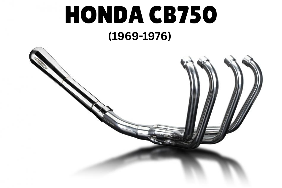 HONDA CB750 69-76 STAINLESS REVERSE CONE EXHAUST SYSTEM for cafe racer motorcycle builds