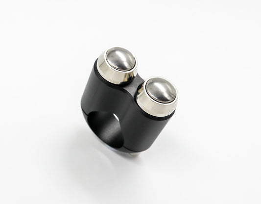 2 Button Handlebar Controls 22mm (SILVER BUTTONS) for cafe racer motorcycle builds