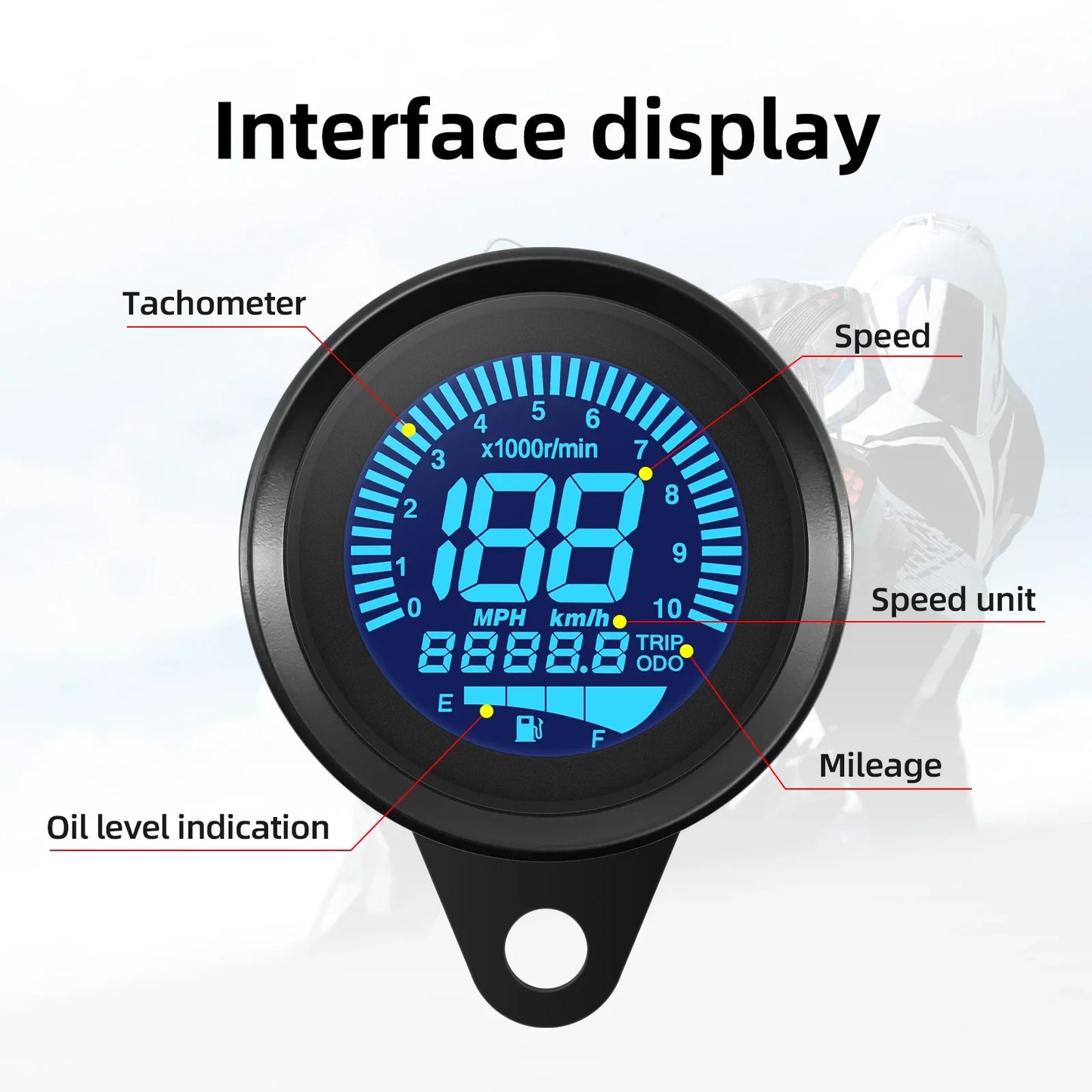 
                  
                    LDC Motorcycle Speedometer 66mm (7 Selectable Colours)
                  
                