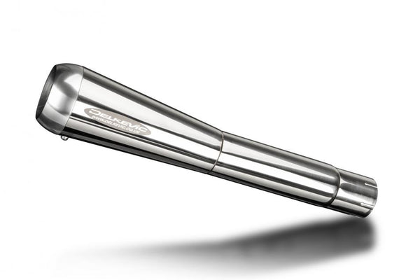 Delkevic 2.5" Reverse Cone Stainless Silencer, Twin Baffle